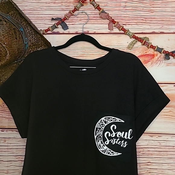 NWOT "AVIA SOUL SISTERS" BLACK SHORT SLEEVE SUPER SOFT TEE! SZ~ MED(8~10) LG TOO - Picture 8 of 8